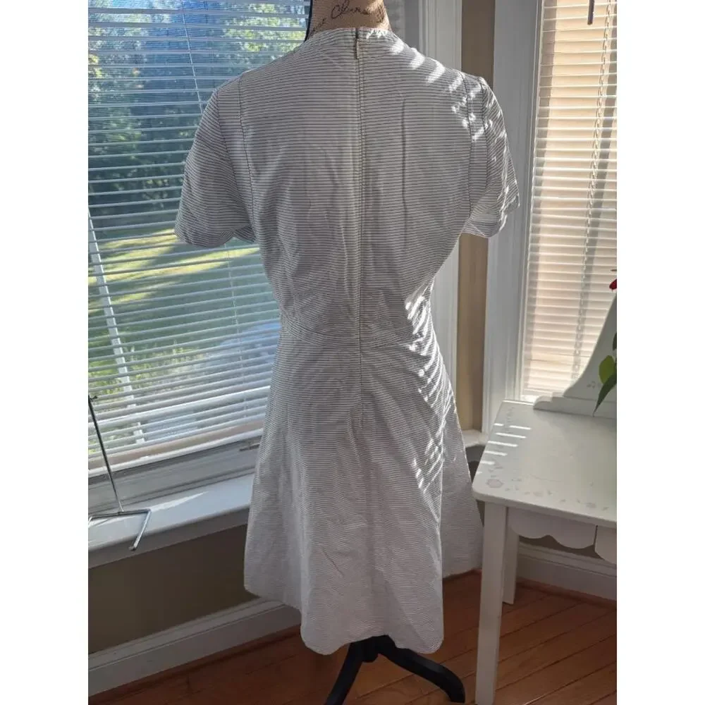 TORY BURCH white black stripe fit and flare dress size small (DR100